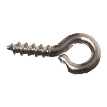 Pin eyelet with screw thread pointed, length 8 mm, thread diameter 1.2 mm, silver-coloured