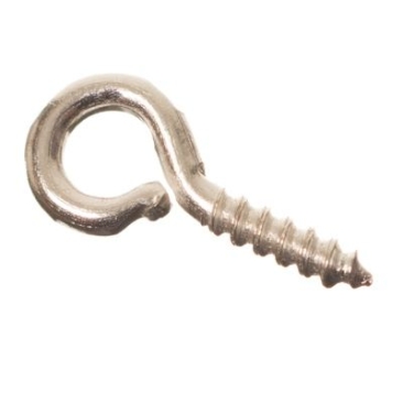 Pin eyelet with screw thread pointed, length 11 mm, thread diameter 1.4 mm, silver-coloured