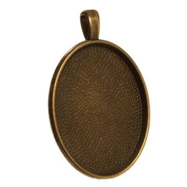 Pendentif/support pour cabochons, ovale 30 x 22 mm, couleur bronze