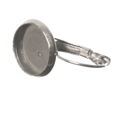 Boucle d'oreille en acier inoxydable pour cabochons, diamètre 12 mm, argenté