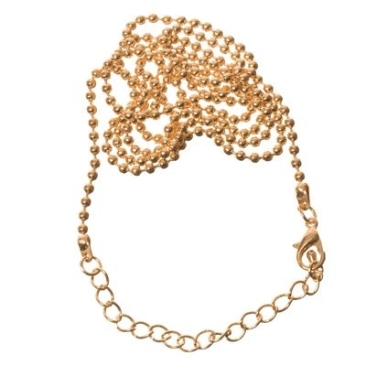 Ball chain with clasp, diameter 2.3 mm, length 80 cm, gold-coloured