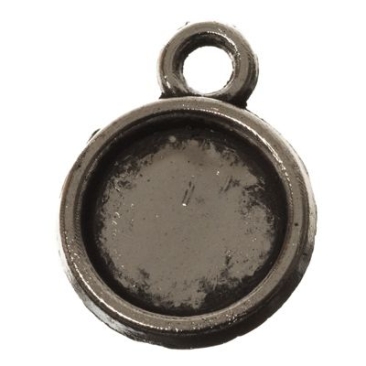 Pendant for cabochons, round 8 mm, silver-coloured