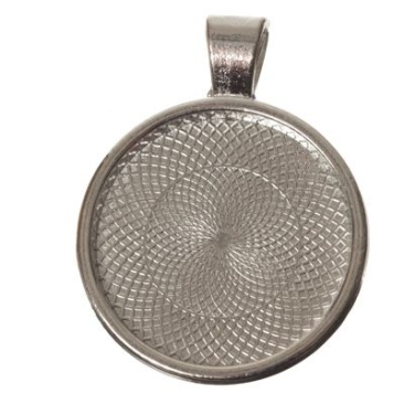 Pendant for cabochons, round 25 mm, silver-coloured