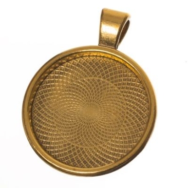 Pendant for cabochons, round 25 mm, gold-coloured