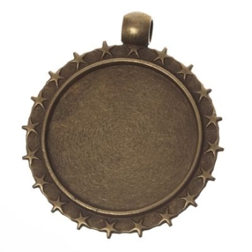 Pendentif pour cabochons, rond 25 mm, couleur bronze