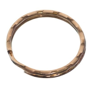 Key ring, diameter 25 mm, embossed edge, gold-coloured
