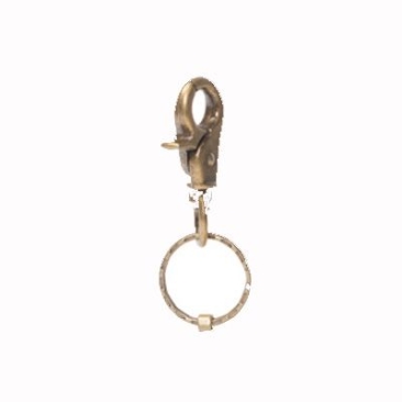 Porte-clés avec mousqueton, diamètre 25 mm, couleur bronze
