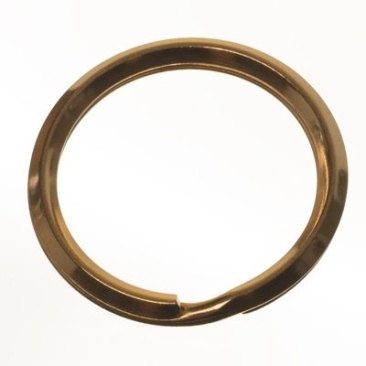 Stainless steel key ring, diameter 28 mm, gold-coloured