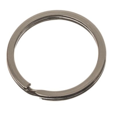 Porte-clés plat, diamètre 30 mm, argenté