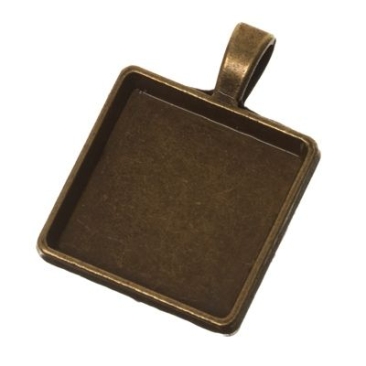 Pendentif pour cabochons carrés 20 x 20 mm, couleur bronze
