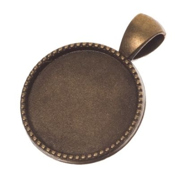 Pendant for cabochons cat, round 20 mm, bronze-coloured
