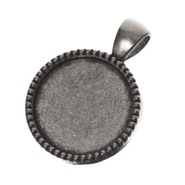 Pendant for cabochons compass, round 20 mm, silver-coloured