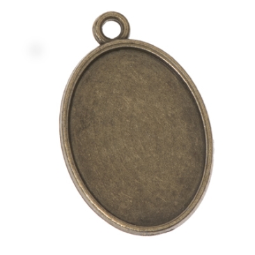 Pendentif/support pour cabochons, ovale 18 x 25 mm, couleur bronze