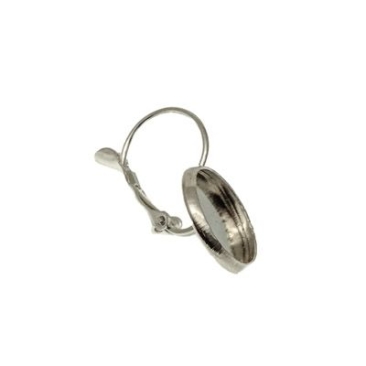 Boucle d'oreille en acier inoxydable pour cabochons, diamètre 12 mm, argenté