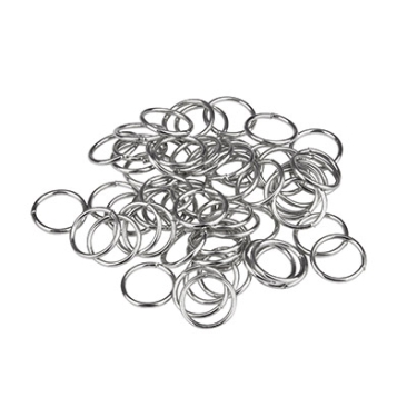 Binding rings, 10 mm, single bent, silver-coloured, 10 grams