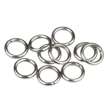 Stainless steel tie rings, 5 mm, single bent, silver-coloured, 10 pcs.