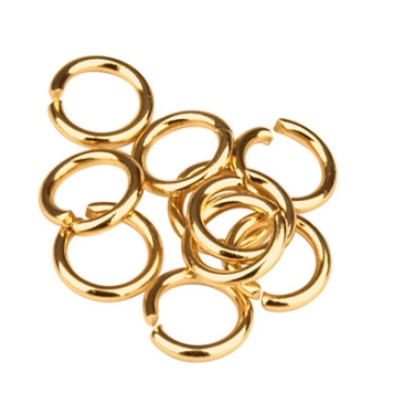 Stainless steel tie rings, 5 mm, single bent, gold-coloured, 10 pcs.