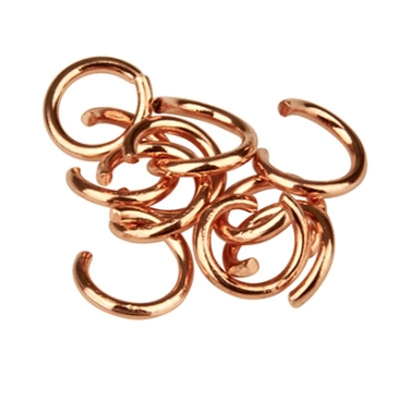 Roestvrij stalen ringbanden, 5 mm, enkel gebogen, roségoudkleurig, 10 stuks.