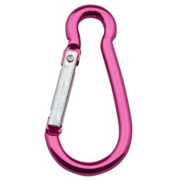 Aluminium carabiner for climbing rope, key ring, pink, 50 x 24 mm