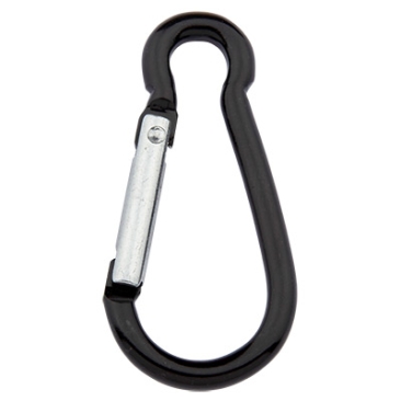 Aluminium carabiner for climbing rope, key ring, black, 50 x 24 mm