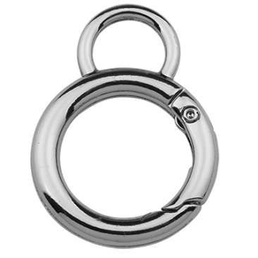Carabiner, oval, old silver colour, 38.5 x 28 mm
