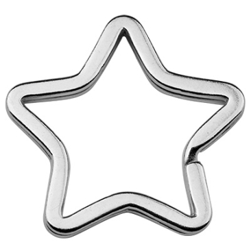 Iron key ring, star, silver-coloured, 34 x 3 mm