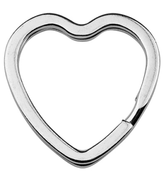 Iron key ring, heart, silver-coloured, 31 x 31 x 3 mm