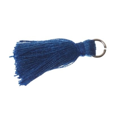 Tassel/tassel, 25 - 30 mm, cotton yarn with eyelet (silver-coloured), dark blue