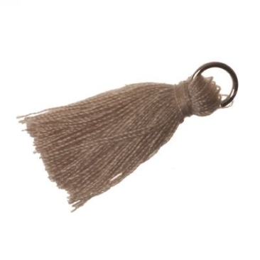 Tassel/tassel, 25 - 30 mm, cotton yarn with eyelet (silver-coloured), beige