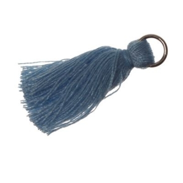 Tassel/tassel, 25 - 30 mm, cotton yarn with eyelet (silver-coloured), turquoise