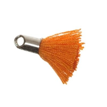Tassel/tassel, 18 mm, cotton yarn with end cap (silver-coloured), orange