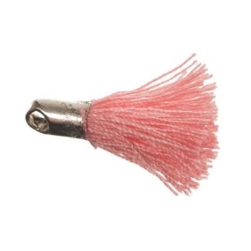 Tassel/tassel, 18 mm, cotton yarn with end cap (silver-coloured), pink