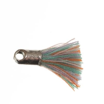 Tassel/tassel, 18 mm, cotton yarn with end cap (silver-coloured), multicolour