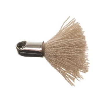 Tassel/tassel, 18 mm, cotton yarn with end cap (silver-coloured), beige