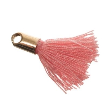 Quaste/Troddel, 18 mm, Baumwollgarn mit Endkappe (goldfarben), rosa