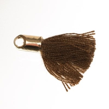 Tassel/tassel, 18 mm, cotton yarn with end cap (gold-coloured), light brown