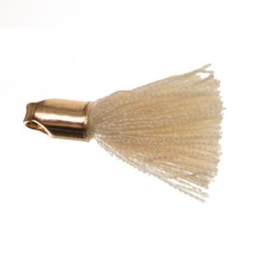Tassel/tassel, 18 mm, cotton yarn with end cap (gold-coloured), ivory