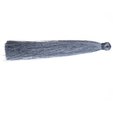 Tassel, length 90 mm, artificial silk, grey