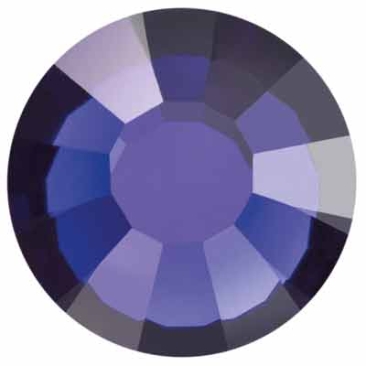 Preciosa Kristallstein Flat Back, Schliff: Rose Maxima, Größe: SS16 (ca. 4 mm), Farbe: dark indigo, Unterseite Folie