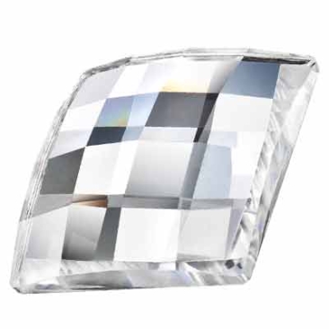 Preciosa kristalsteen vierkant platrug, geslepen schaakbord, afmeting: 12 x 12 mm, kleur: kristal, onderzijde folie