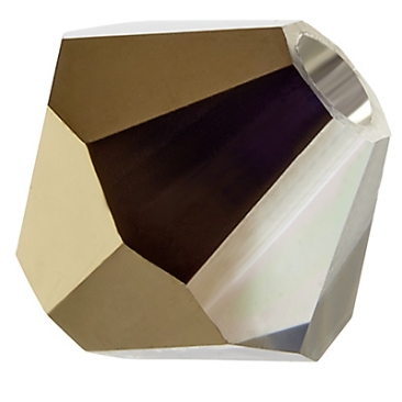 Preciosa kraal, vorm: Bicone (Rondelle Bead), maat 3 mm, kleur: crystal starlight gold half coating