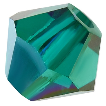 Preciosa bead, shape: Bicone (Rondelle Bead), size 4 mm, colour: emerald AB