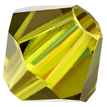 Preciosa kraal, vorm: Bicone (Rondelle Bead), maat 4 mm, kleur: olivijn AB