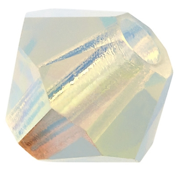 Preciosa kraal, vorm: Bicone (Rondelle Bead), maat 4 mm, kleur: wit opaal AB