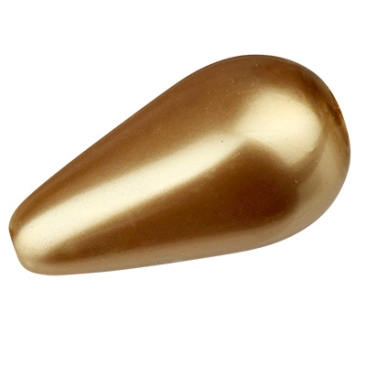 Preciosa parel, parelmoer parel, vorm: Druppel, 10 x 6 mm, kleur: goud