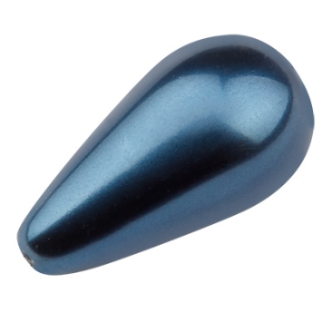 Preciosa parel, parelmoer parel, vorm: Druppel, 10 x 6 mm, kleur: blauw