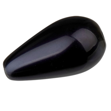 Perle Preciosa, Nacre Pearl Pear, forme : Goutte, 10 x 6 mm, couleur : dark blue