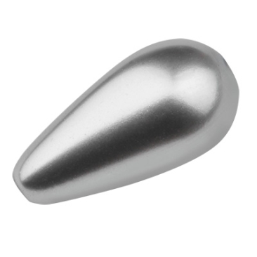 Preciosa Perle, Nacre Pearl Pear, Form: Tropfen, 10 x 6 mm, Farbe: light grey