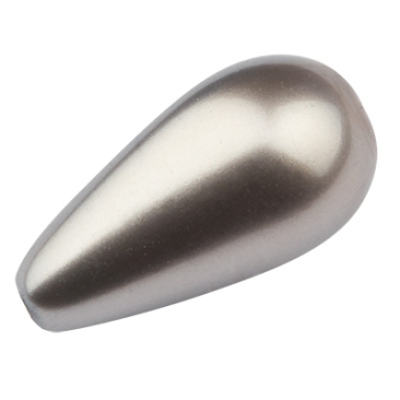 Preciosa Perle, Nacre Pearl Pear, Form: Tropfen, 10 x 6 mm, Farbe: dark grey