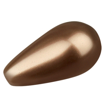 Preciosa parel, parelmoer parel, vorm: Druppel, 10 x 6 mm, kleur: brons